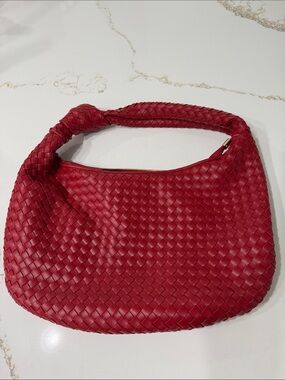 Melie Bianco Brigitte Large Recycled Vegan Shoulder Bag in Red